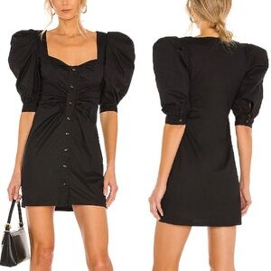 Lovers and Friends Blessed Dress Puff Sleeve Cotton Poplin Black Size Medium